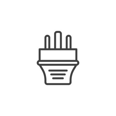 G Tipi elektrikli fiş hattı simgesi. Mobil konsept ve web tasarımı için doğrusal biçim işareti. Güç dolgusu ana hat vektör simgesi. Sembol, logo çizimi. Vektör grafikleri