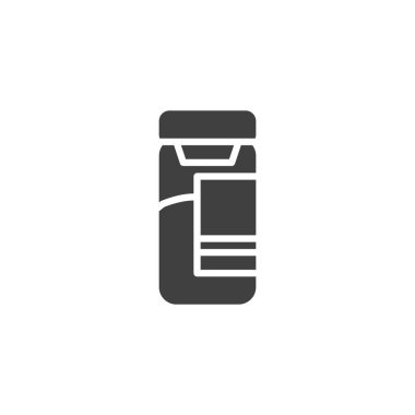 Aşı şişesi vektör ikonu. Mobil konsept ve web tasarımı için düz tabela. Tıbbi ampul sembol simgesi. Sembol, logo çizimi. Vektör grafikleri