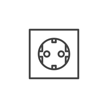 F tipi soket hattı simgesi. Mobil konsept ve web tasarımı için doğrusal biçim işareti. Elektriksel Outlet ana hatları vektör simgesi. Sembol, logo çizimi. Vektör grafikleri