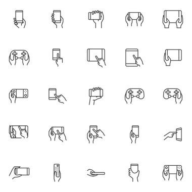 Dijital aygıt satırı simgesi olan eller