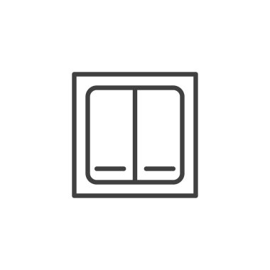 Elektrik düğmesi simgesi. Mobil konsept ve web tasarımı için doğrusal biçim işareti. Çift ana hatlı vektör simgesi. Sembol, logo çizimi. Vektör grafikleri