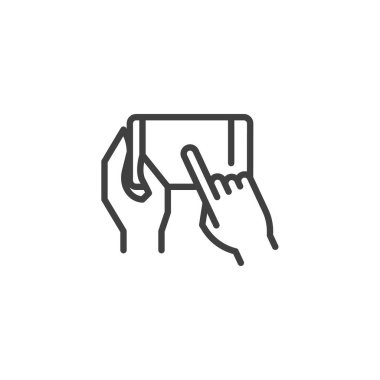 Akıllı telefon hattı simgesi kullanan eller