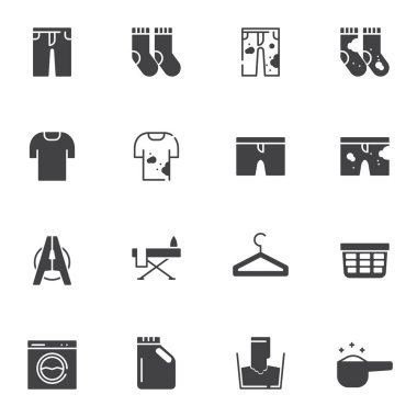 Çamaşırhane vector Icons set