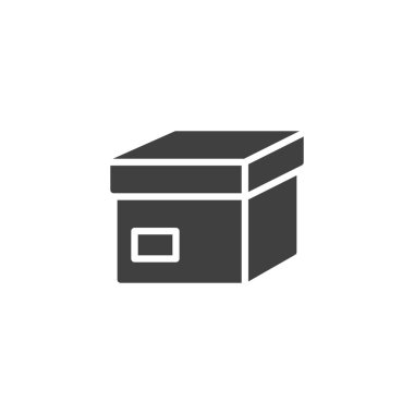 Kapalı kutu vektör ikonu. Mobil konsept ve web tasarımı için düz tabela doldurulmuş karton paketi. Posta kutusu sembol simgesi. Sembol, logo çizimi. Vektör grafikleri