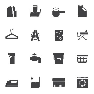 Çamaşırhane vector Icons set