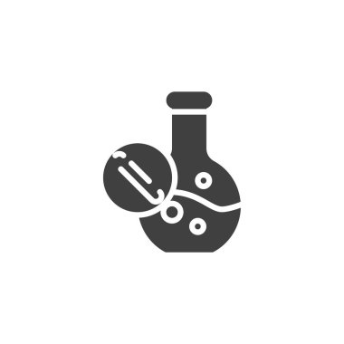 Eczane laboratuarı vektör ikonu. Mobil konsept ve web tasarımı için düz tabela. Tabletler laboratuvar glifini test ediyor. Sembol, logo çizimi. Vektör grafikleri