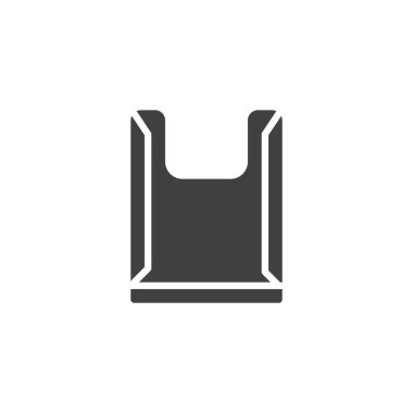 Plastik Alışveriş Torbası vektör simgesi. Mobil konsept ve web tasarımı için düz tabela. Boş kese kağıdı simgesi. Sembol, logo çizimi. Vektör grafikleri