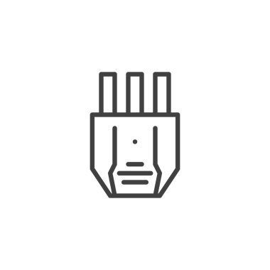 L Tipi elektrikli fiş hattı simgesi. Mobil konsept ve web tasarımı için doğrusal biçim işareti. Güç dolgusu ana hat vektör simgesi. Sembol, logo çizimi. Vektör grafikleri