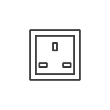 G tipi soket hattı simgesi. Mobil konsept ve web tasarımı için doğrusal biçim işareti. Elektriksel Outlet ana hatları vektör simgesi. Sembol, logo çizimi. Vektör grafikleri