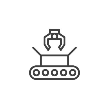 Kutu paketleme taşıyıcı bant çizgi simgesi