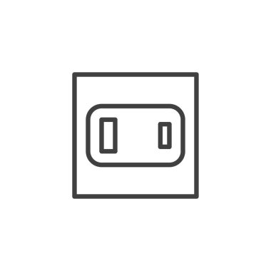 A tipi soket hattı simgesi. Mobil konsept ve web tasarımı için doğrusal biçim işareti. Elektriksel Outlet ana hatları vektör simgesi. Sembol, logo çizimi. Vektör grafikleri