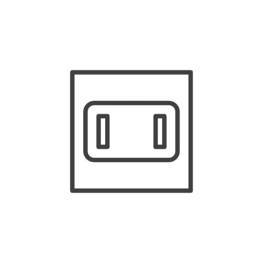 A tipi soket hattı simgesi. Mobil konsept ve web tasarımı için doğrusal biçim işareti. Elektriksel Outlet ana hatları vektör simgesi. Sembol, logo çizimi. Vektör grafikleri