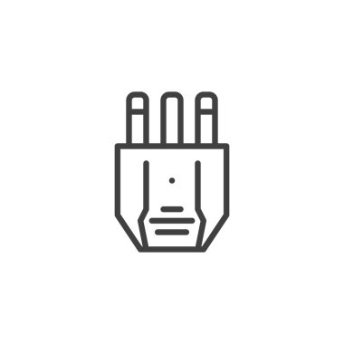 K Tipi elektrikli fiş hattı simgesi. Mobil konsept ve web tasarımı için doğrusal biçim işareti. Güç dolgusu ana hat vektör simgesi. Sembol, logo çizimi. Vektör grafikleri