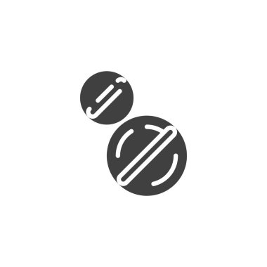İlaç tabletleri vektör simgesi. Mobil konsept ve web tasarımı için düz tabela. İlaç sembolü olarak kullanılıyor. Sembol, logo çizimi. Vektör grafikleri