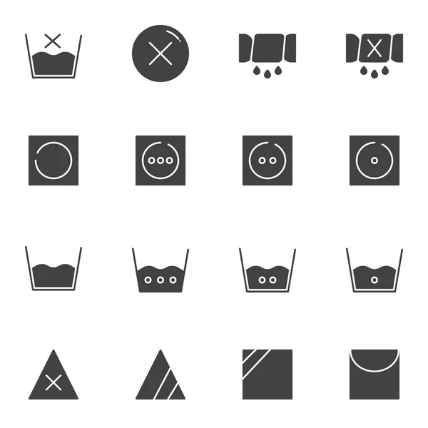 Washing machine instruction vector icons set — Stock Vector