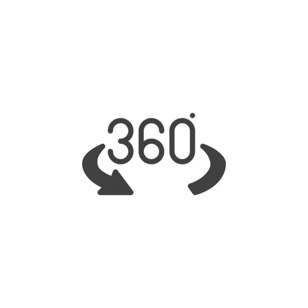 360 Градусів Стрілка Векторна Піктограма Панорамний Вид Заповнений Плоский Знак — стоковий вектор