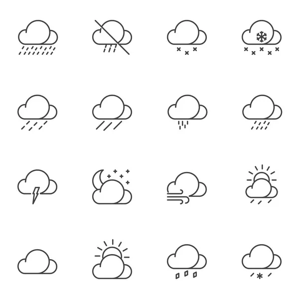 Weerwolken lijn pictogrammen ingesteld — Stockvector
