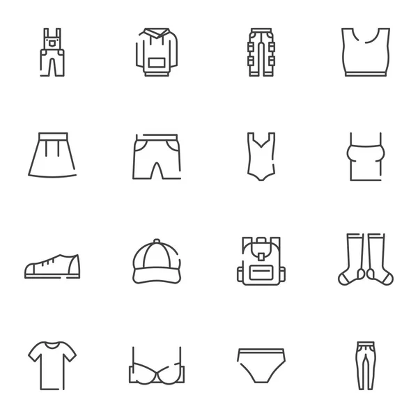 Summer clothes line icons set - Stok Vektor