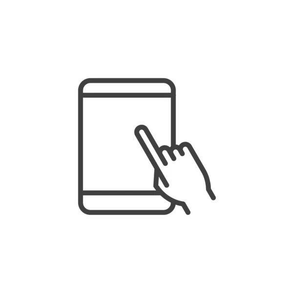 Touchscreen tablet display lijn pictogram — Stockvector