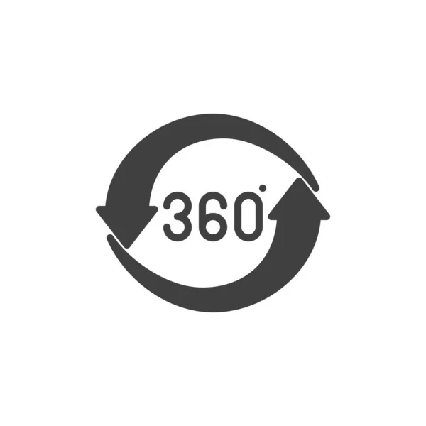 360 Signo Rotación Icono Vector Vista Panorámica Llena Letrero Plano — Vector de stock