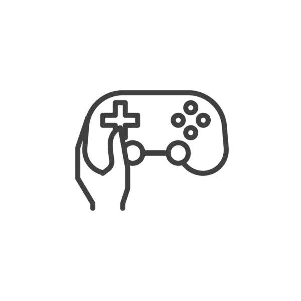 Kézben tartás játék vezérlő vonal ikon — Stock Vector