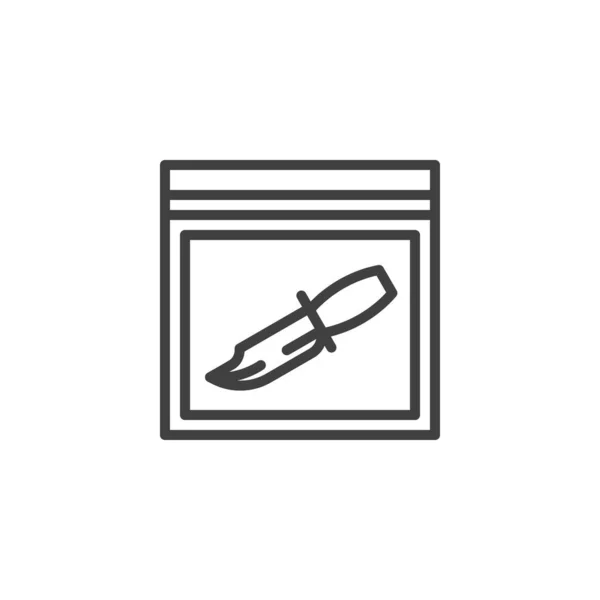 Crime Knife in plastic bag line icon — Stock Vector