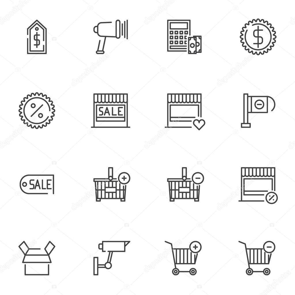 Shopping line icons set