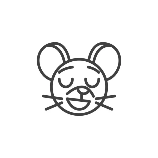 Rat endormi émoticône ligne icône — Image vectorielle