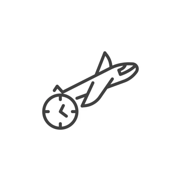 비행기 배달 시간 선 아이콘 — 스톡 벡터