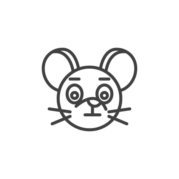 Impressed rat emoticon line icon — Stock Vector