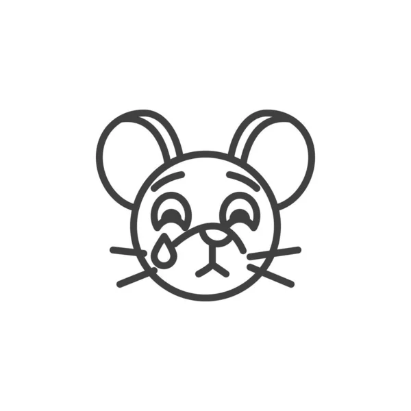 Crying rat emoticon line icon — Stock Vector