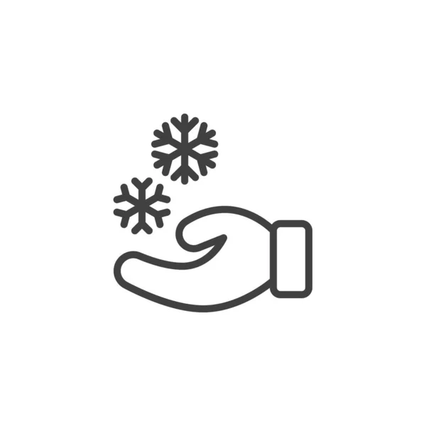 Ícone de linha de mão e floco de neve — Vetor de Stock