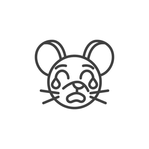 Rumorosamente piangendo icona linea emoticon ratto — Vettoriale Stock