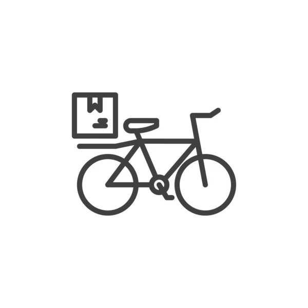 Bicicleta caja de entrega icono de línea — Vector de stock