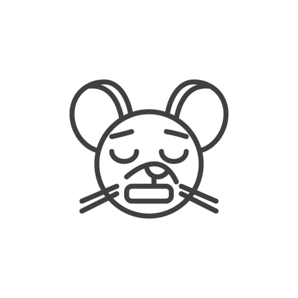 Vyřadit ikonu emotikonové čáry krysy — Stockový vektor