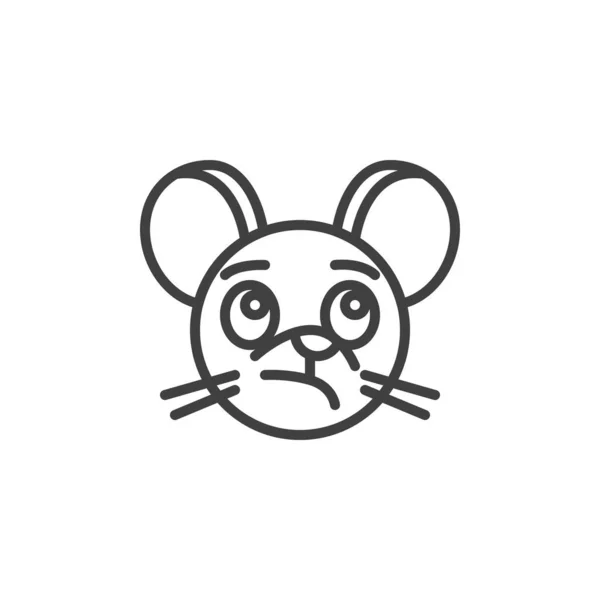 Pensive rat emoticon line icon — 스톡 벡터