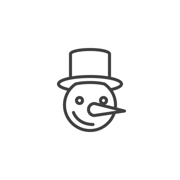 Bonhomme de neige avec icône de ligne chapeau — Image vectorielle