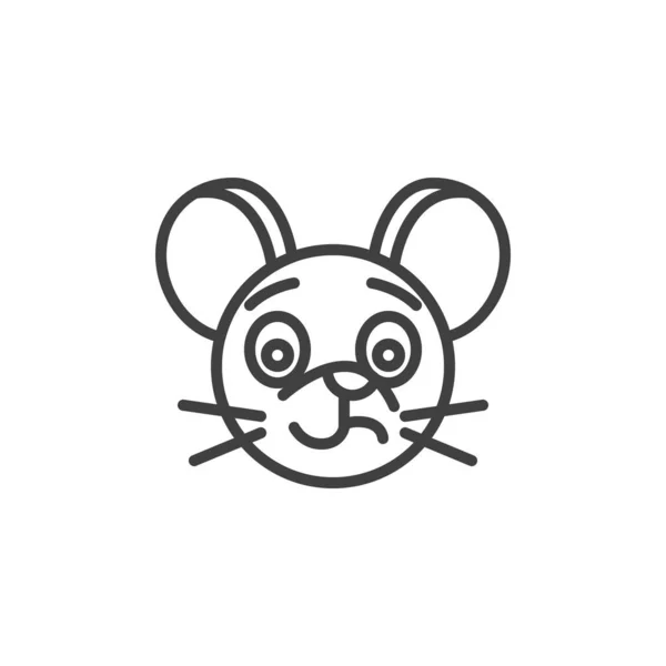 Verwirrte Ratte Emoticon Linie Symbol — Stockvektor
