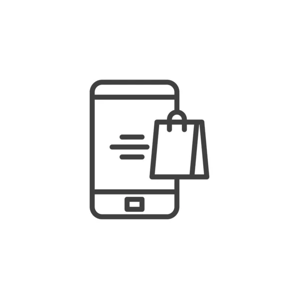 Icona della linea di consegna mobile shopping — Vettoriale Stock