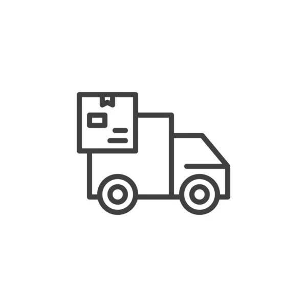 Truk pengiriman dengan ikon baris kotak - Stok Vektor