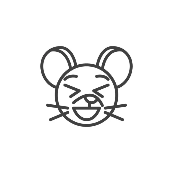 Skrattande råtta emoticon line ikon — Stock vektor
