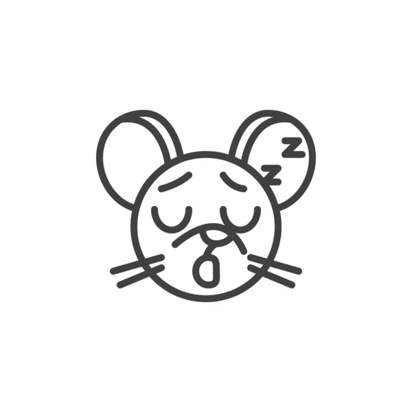 Icona linea emoticon ratto addormentato — Vettoriale Stock
