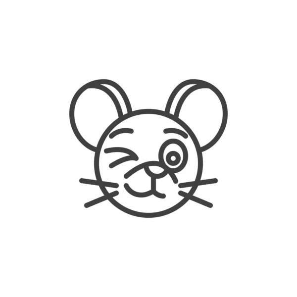 Winking rat emoticon line icon — Stock Vector