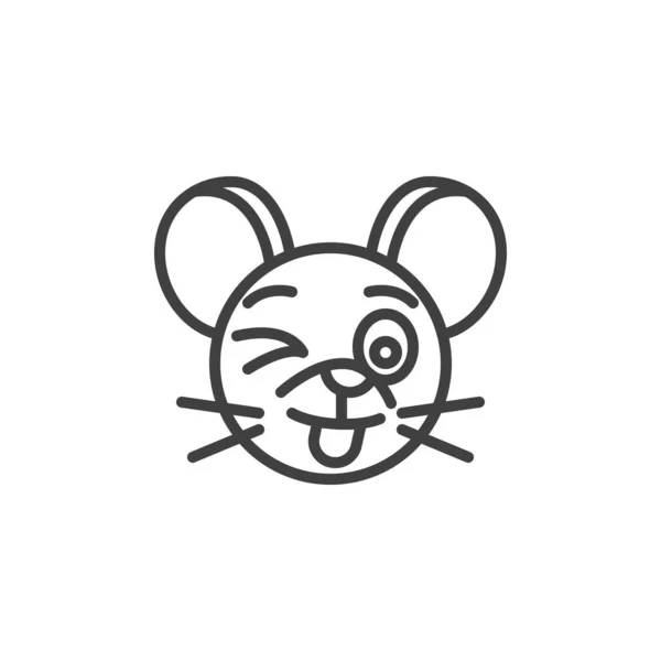 Winking rat emoticon line icon — Stock Vector