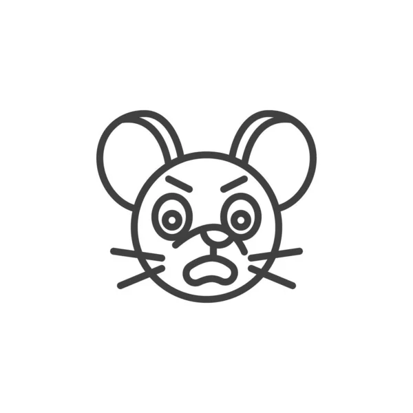 Genervte Ratte Emoticon Zeile Symbol — Stockvektor
