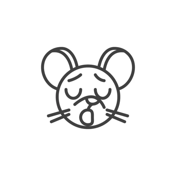 Icono de línea emoticono rata bostezo — Vector de stock