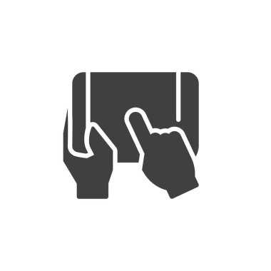 Tablet vektör simgesi kullanan eller