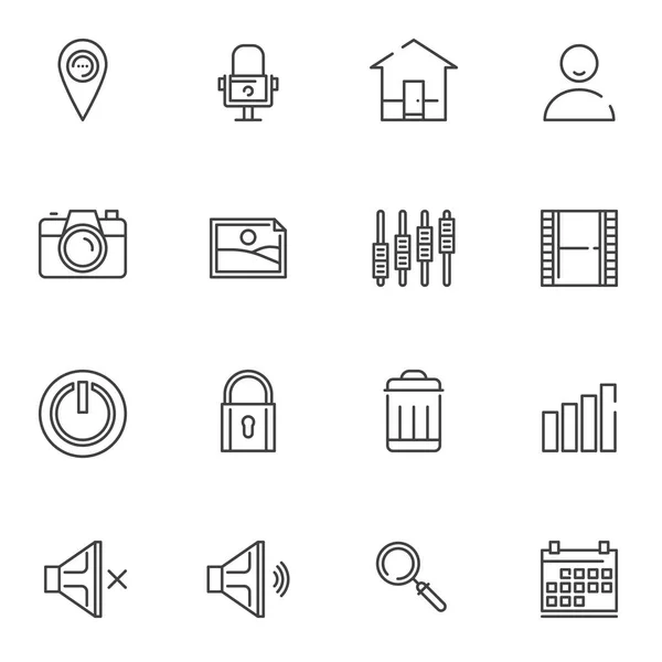 Essentiels de base ligne icônes ensemble — Image vectorielle