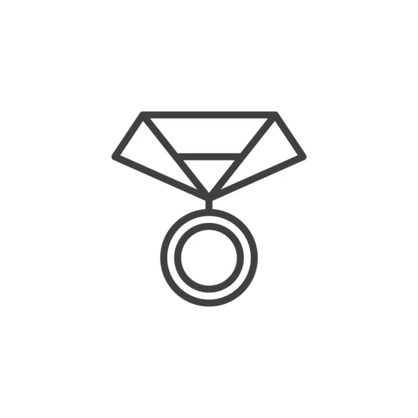 Medalie cu pictogramă linie panglică — Vector de stoc