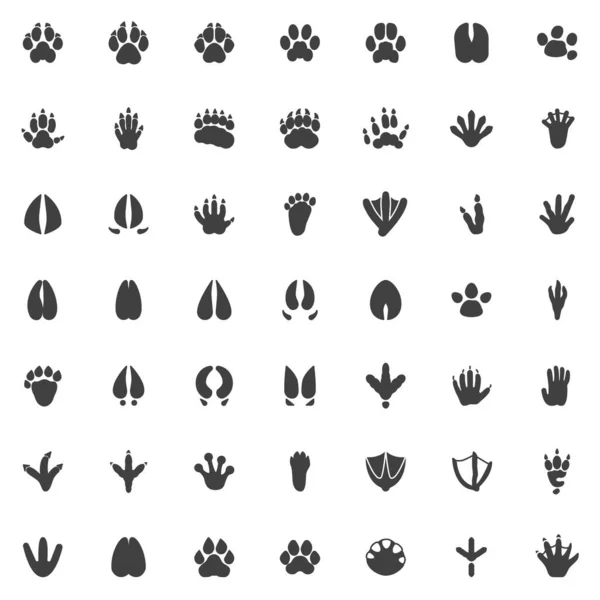 Animal paw print vector icons set — Stock Vector